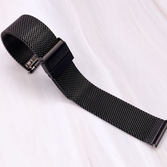 Black Plated Stainless Steel Mesh Watch Strap Quick Release 14mm 16mm 18mm 22mm - Picture 2 of 3